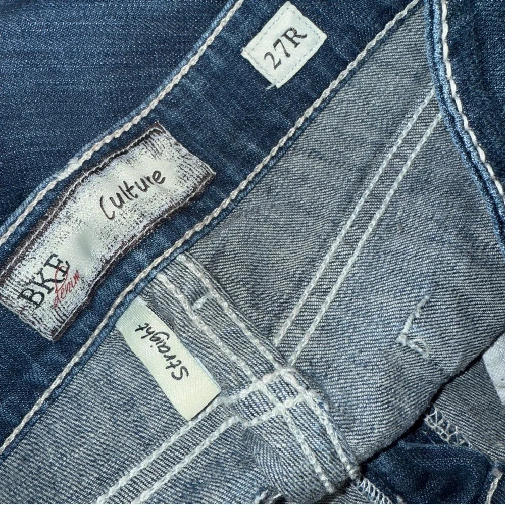 BKE Dark Blue Straight Leg Jeans with Studded Pocket